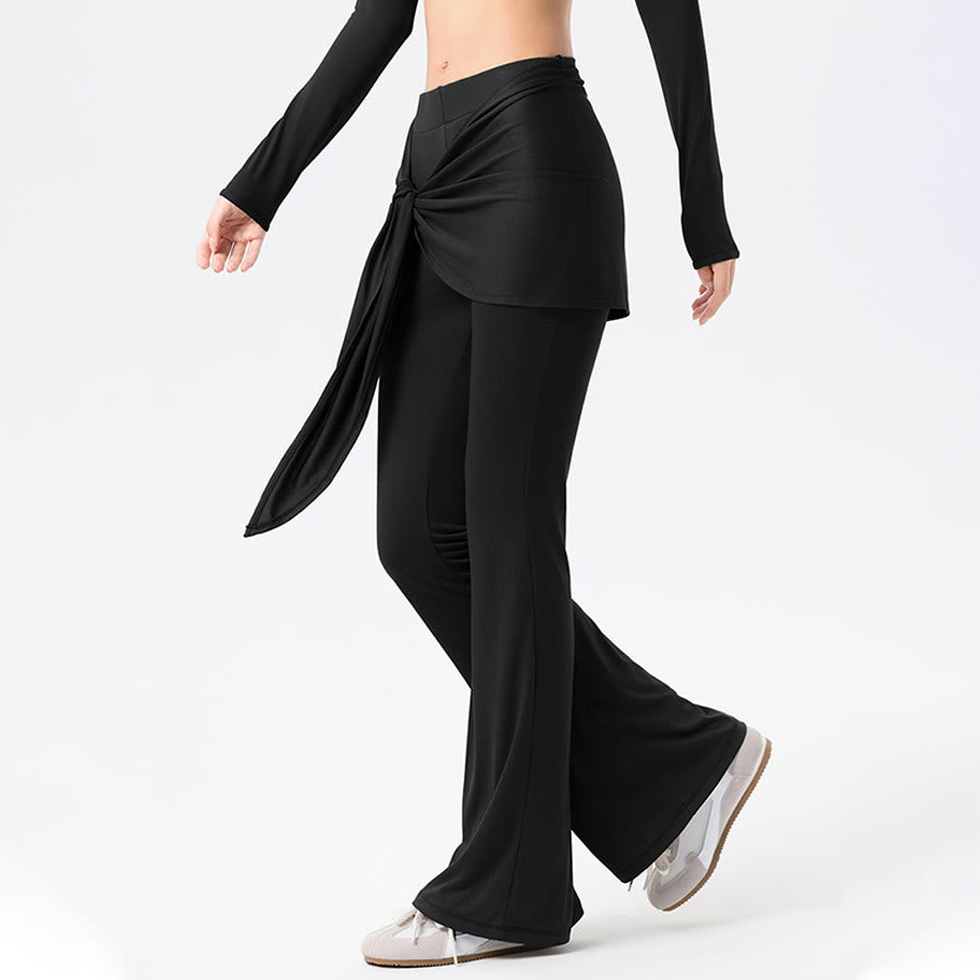 Pantaloni da yoga lunghi da donna Olivenorma a gamba svasata, vita alta, con laccetti. - image 17