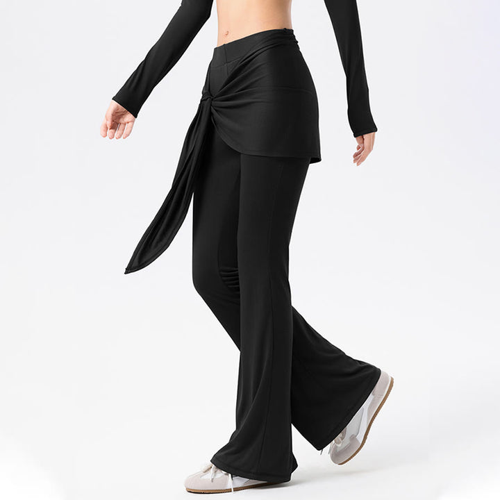 Pantaloni da yoga lunghi da donna Olivenorma a gamba svasata, vita alta, con laccetti. - image 17