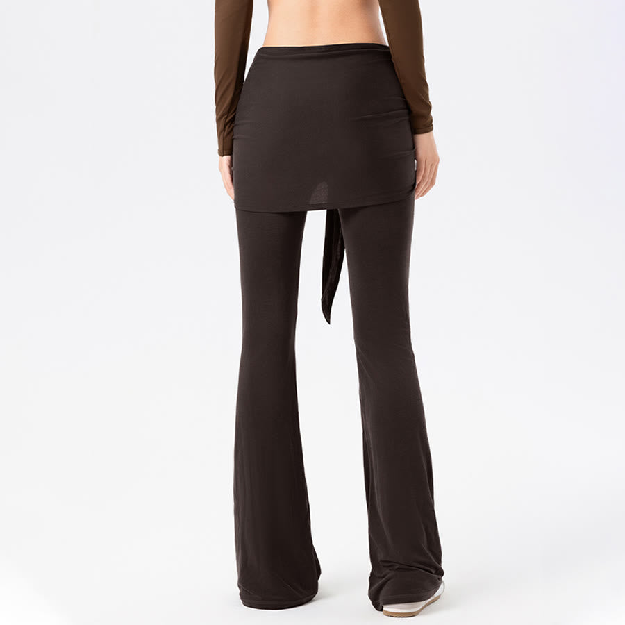 Pantaloni da yoga lunghi da donna Olivenorma a gamba svasata, vita alta, con laccetti. - image 12