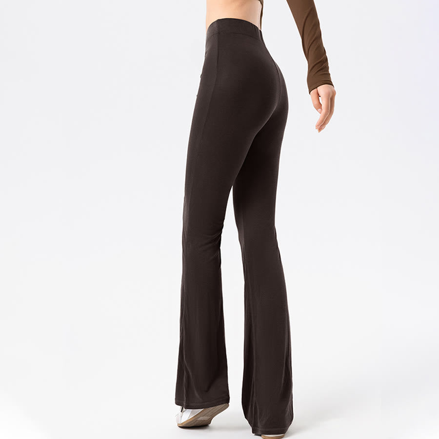 Pantaloni da yoga lunghi da donna Olivenorma a gamba svasata, vita alta, con laccetti. - image 14