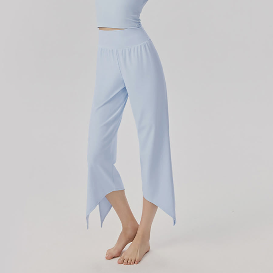 Pantaloni da yoga da donna Olivenorma a gamba larga, vita alta, asimmetrici e corti. - image 6