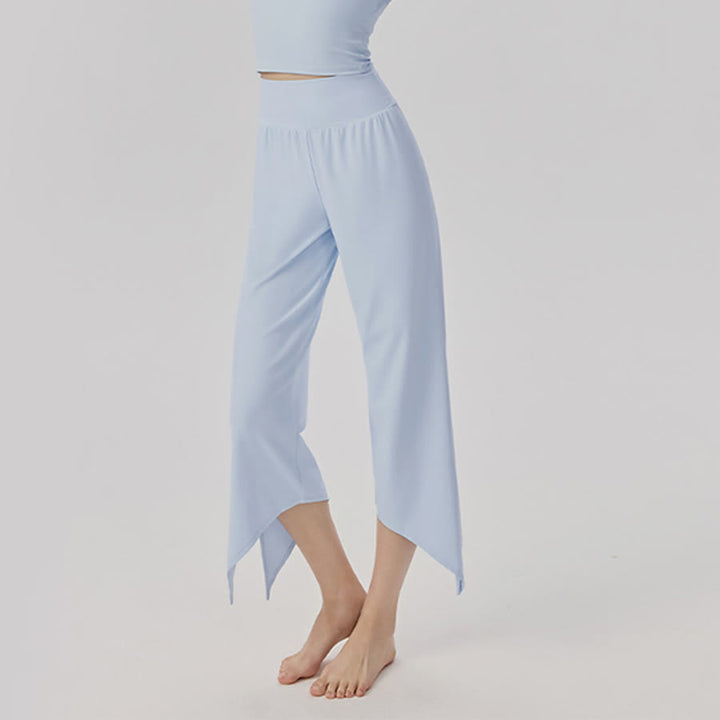 Pantaloni da yoga da donna Olivenorma a gamba larga, vita alta, asimmetrici e corti. - image 6