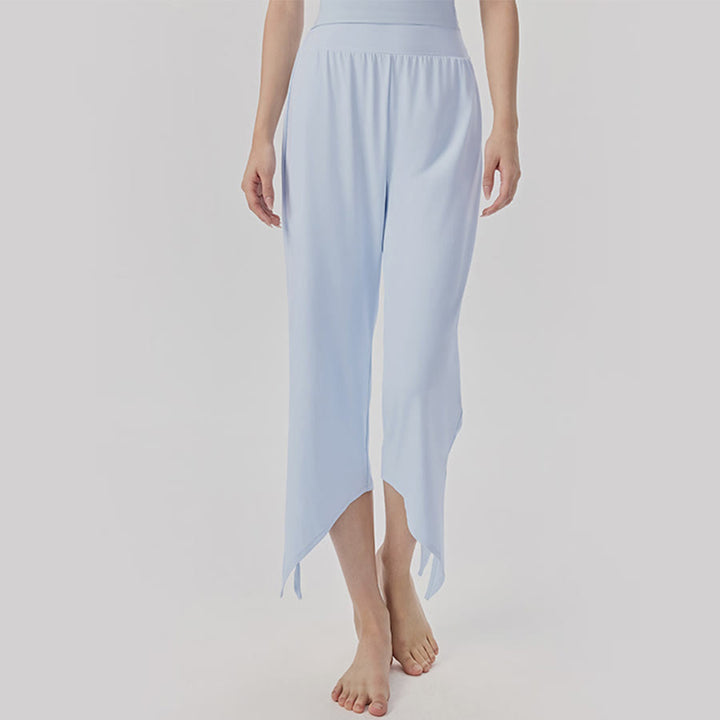Pantaloni da yoga da donna Olivenorma a gamba larga, vita alta, asimmetrici e corti. - Blu - XL - image 4