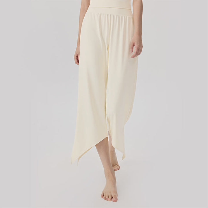 Pantaloni da yoga da donna Olivenorma a gamba larga, vita alta, asimmetrici e corti. - Latte di cocco bianco - XL - image 7