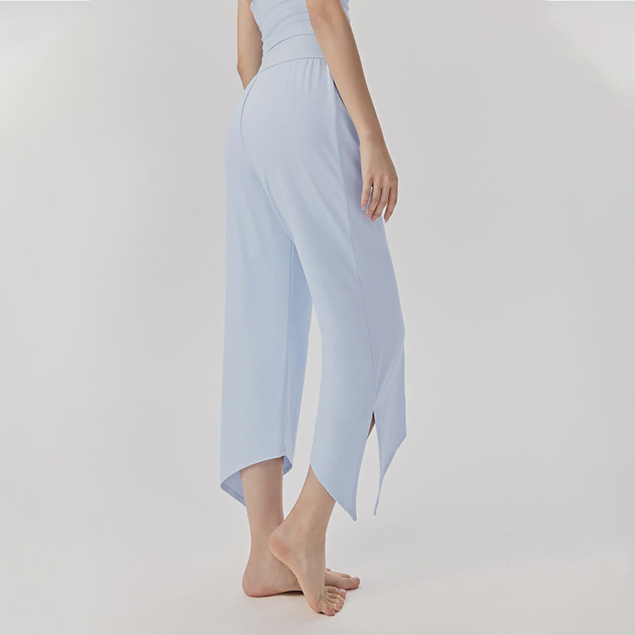 Pantaloni da yoga da donna Olivenorma a gamba larga, vita alta, asimmetrici e corti. - image 5