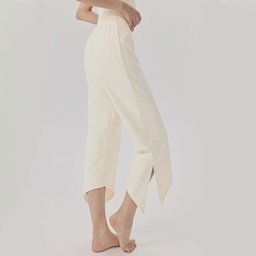 Pantaloni da yoga da donna Olivenorma a gamba larga, vita alta, asimmetrici e corti. - image 9