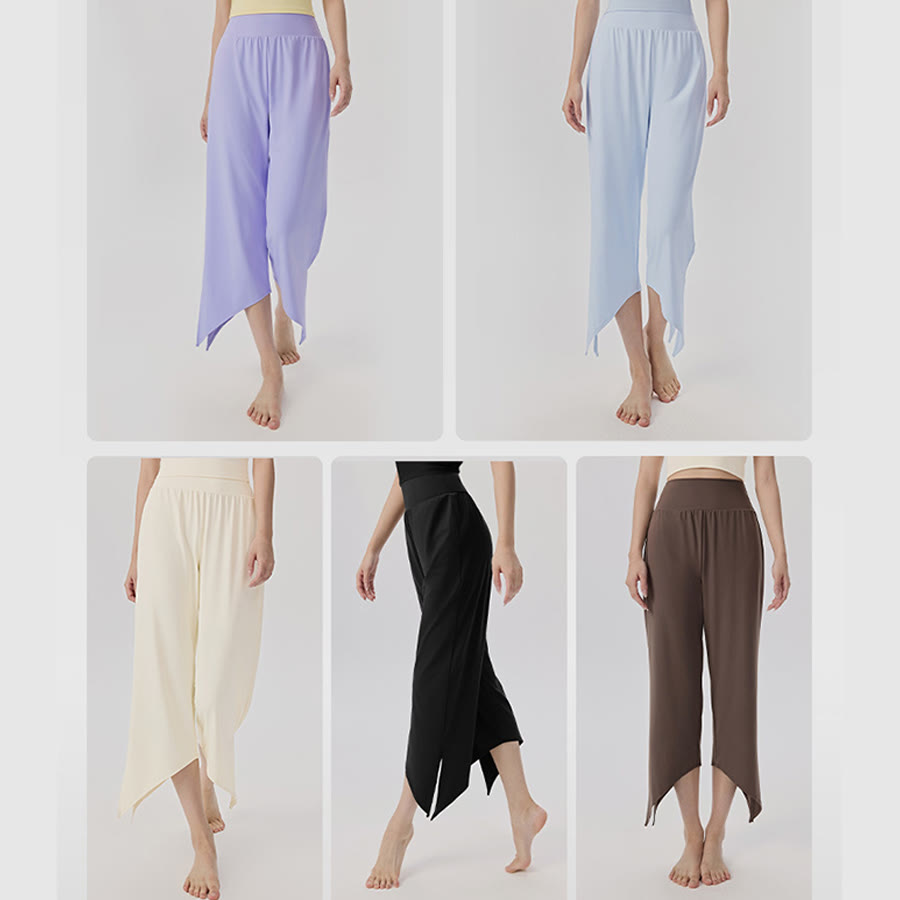 Pantaloni da yoga da donna Olivenorma a gamba larga, vita alta, asimmetrici e corti. - image 18