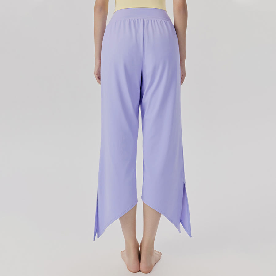 Pantaloni da yoga da donna Olivenorma a gamba larga, vita alta, asimmetrici e corti. - image 1