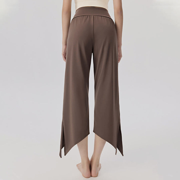 Pantaloni da yoga da donna Olivenorma a gamba larga, vita alta, asimmetrici e corti. - image 12