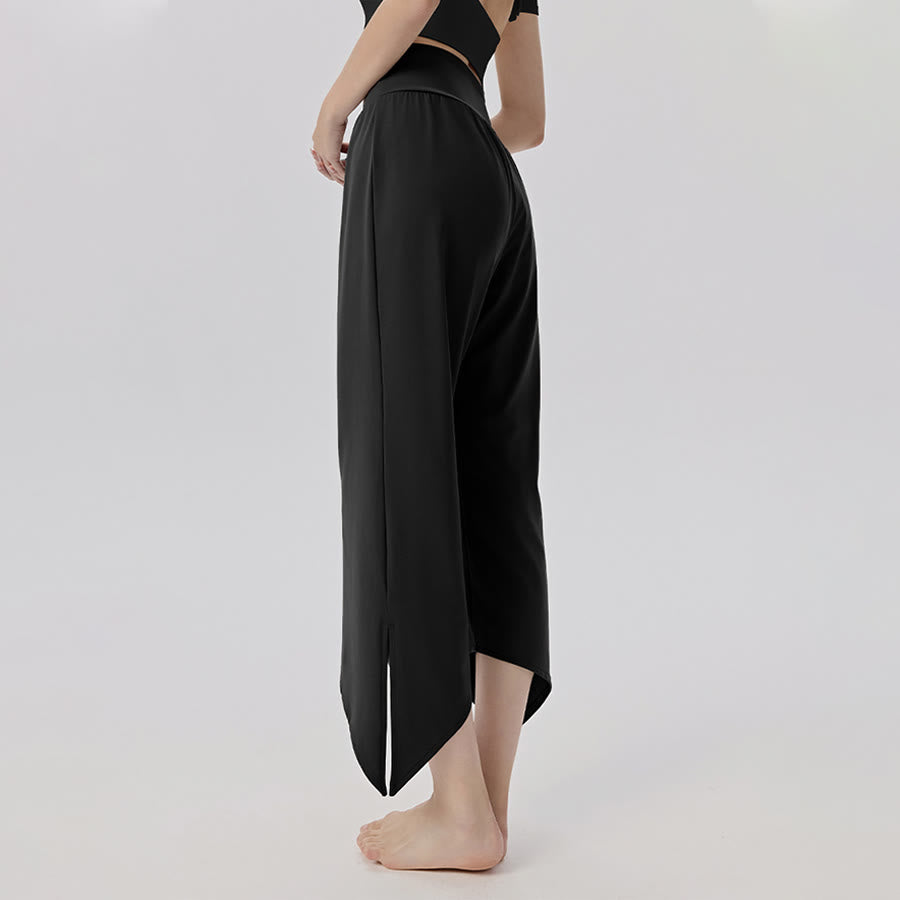 Pantaloni da yoga da donna Olivenorma a gamba larga, vita alta, asimmetrici e corti. - image 16