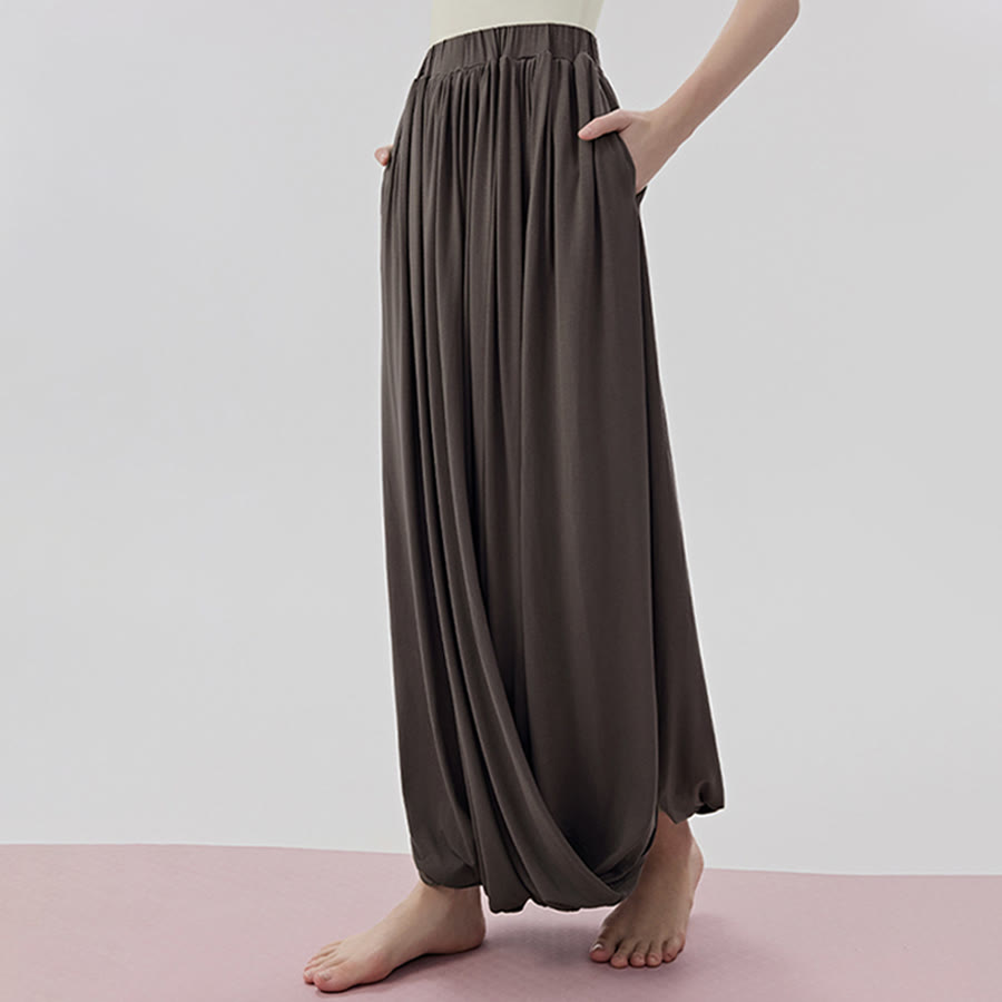 Pantaloni da yoga lunghi da donna Olivenorma a vita alta con gonna attorcigliata - image 1