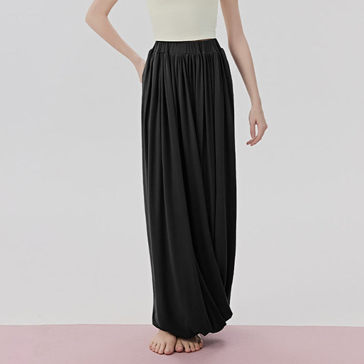 Pantaloni da yoga lunghi da donna Olivenorma a vita alta con gonna attorcigliata - Nero - L/ XL - image 5
