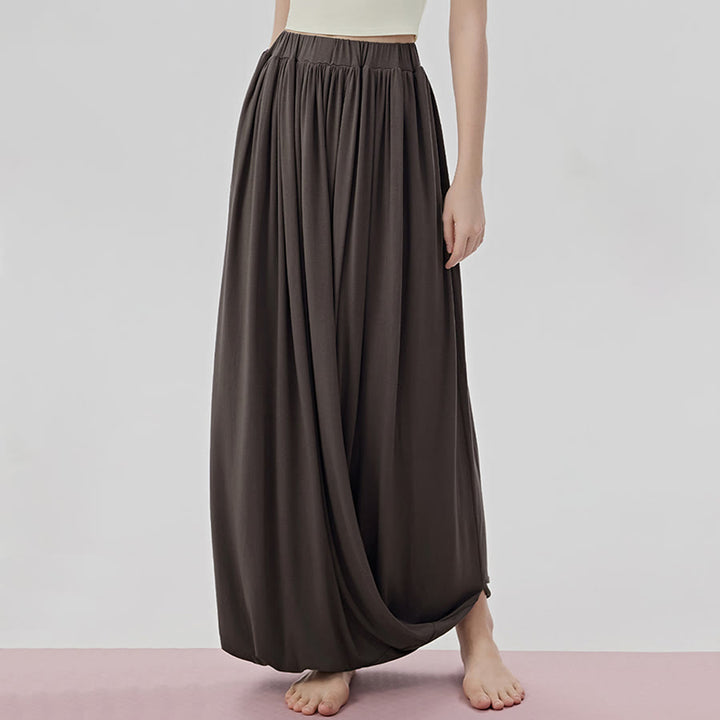Pantaloni da yoga lunghi da donna Olivenorma a vita alta con gonna attorcigliata - image 3