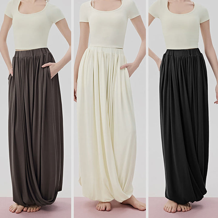 Pantaloni da yoga lunghi da donna Olivenorma a vita alta con gonna attorcigliata - image 13