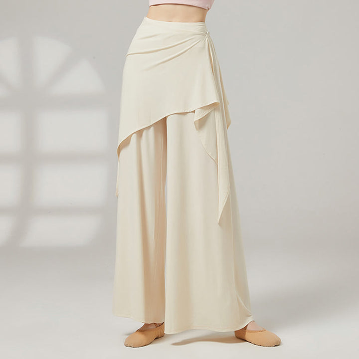 Pantaloni da yoga lunghi da donna Olivenorma a gamba larga e vita alta con gonna a portafoglio - Crema di albicocca - XL - image 13