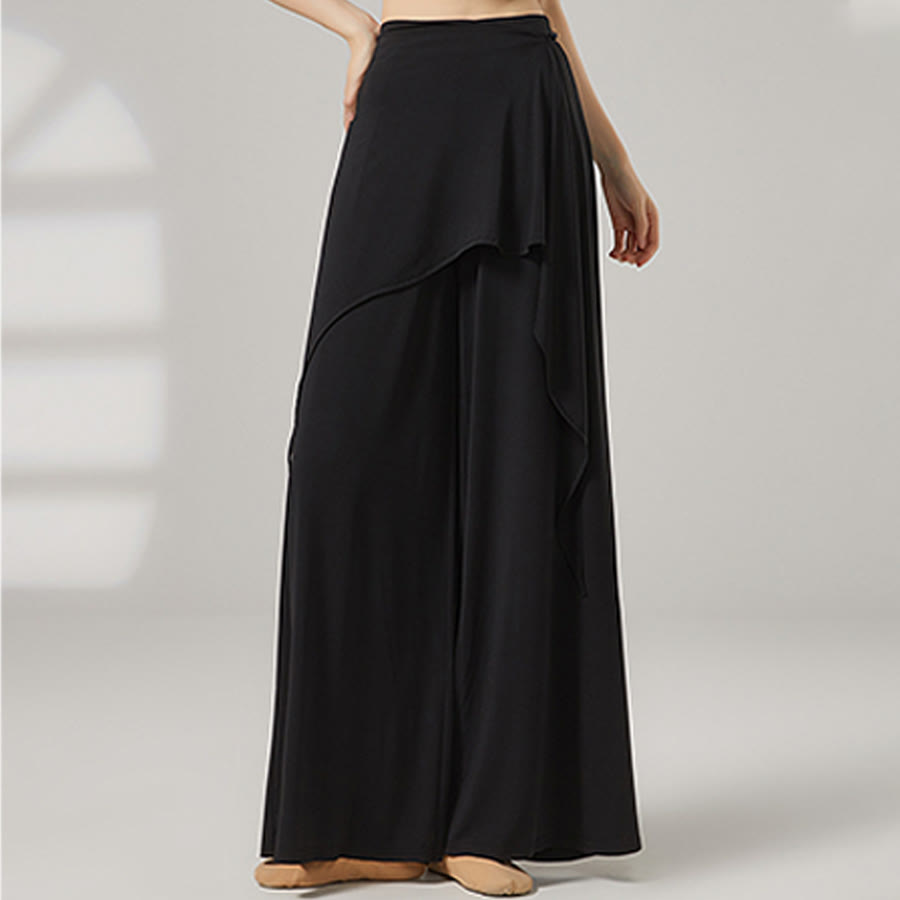 Pantaloni da yoga lunghi da donna Olivenorma a gamba larga e vita alta con gonna a portafoglio - image 8