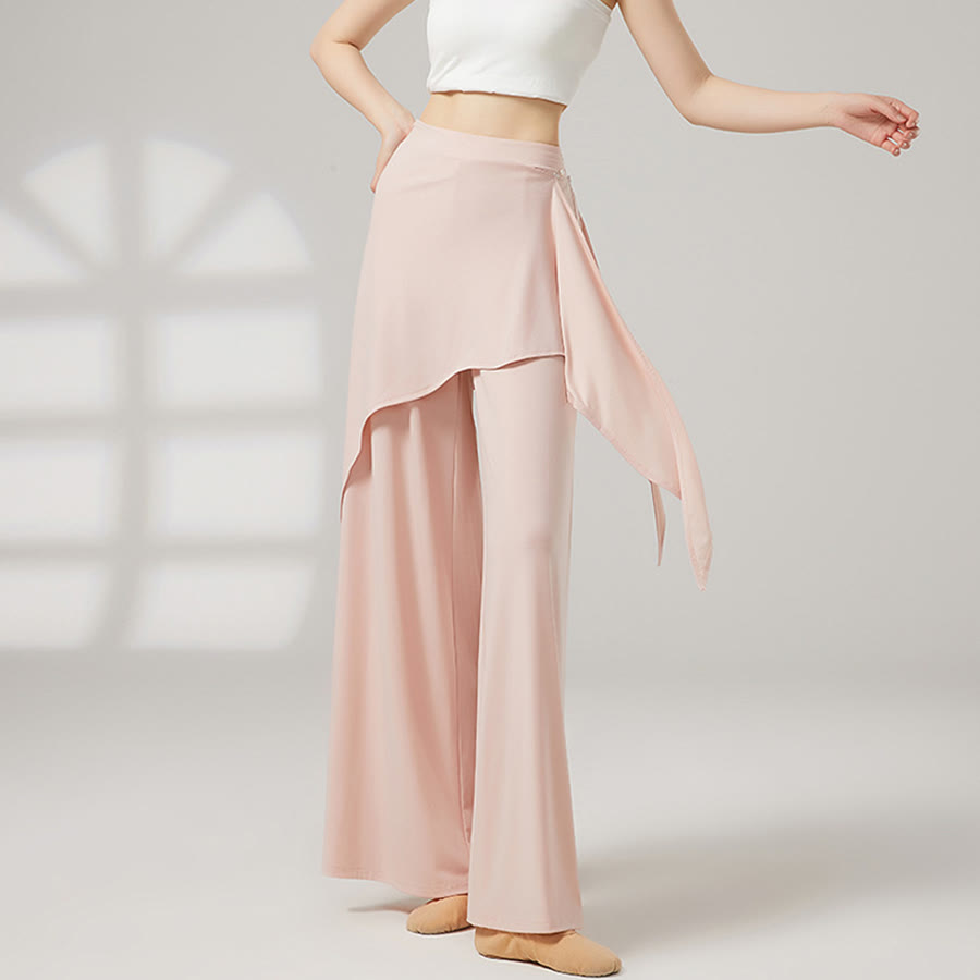 Pantaloni da yoga lunghi da donna Olivenorma a gamba larga e vita alta con gonna a portafoglio - image 4