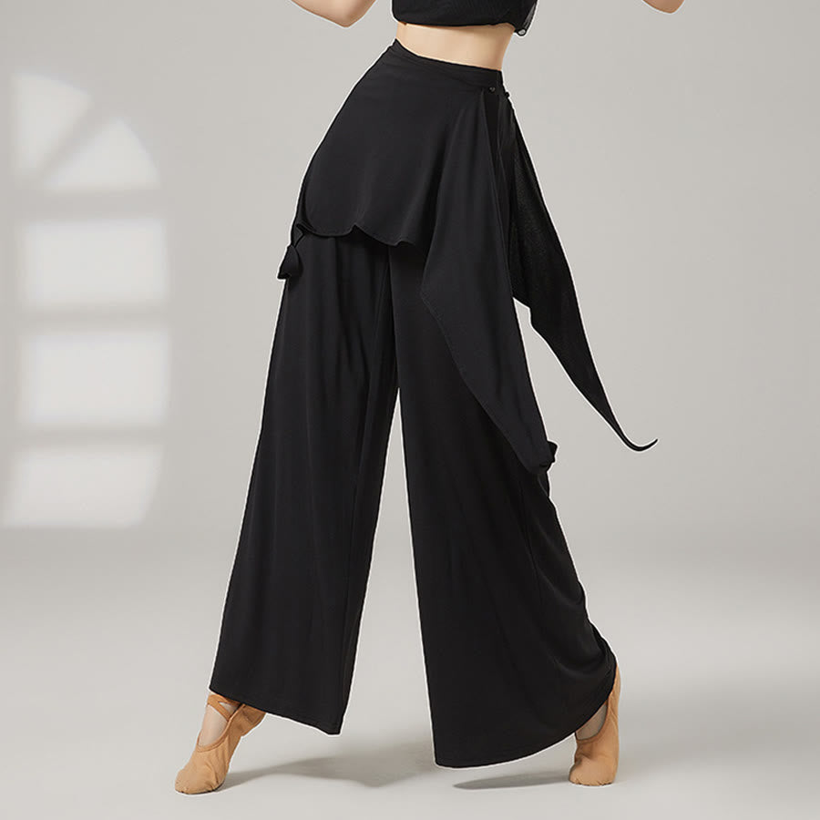 Pantaloni da yoga lunghi da donna Olivenorma a gamba larga e vita alta con gonna a portafoglio - Nero - XL - image 7