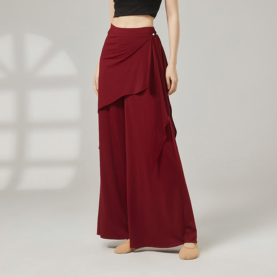 Pantaloni da yoga lunghi da donna Olivenorma a gamba larga e vita alta con gonna a portafoglio - Rosso di mirto - XL - image 12