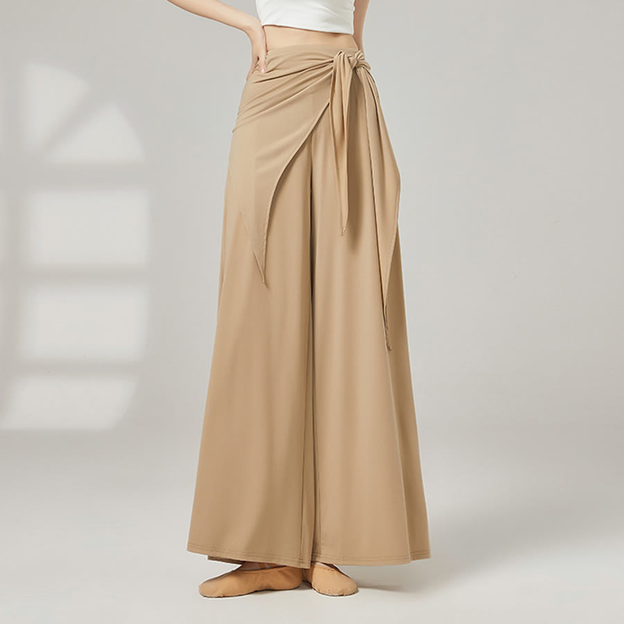 Pantaloni da yoga lunghi da donna Olivenorma a gamba larga e vita alta con gonna a portafoglio - Color kaki Dune - XL - image 11