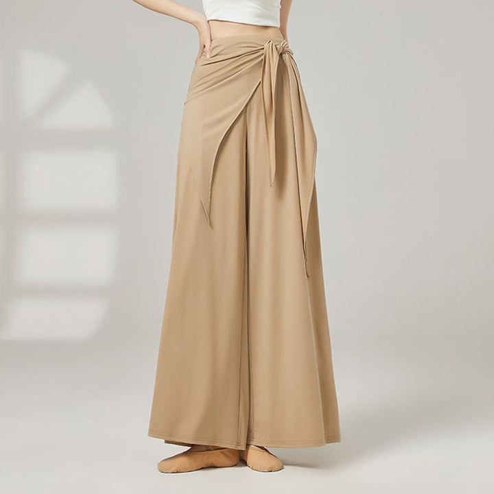Pantaloni da yoga lunghi da donna Olivenorma a gamba larga e vita alta con gonna a portafoglio - Color kaki Dune - XL - image 11