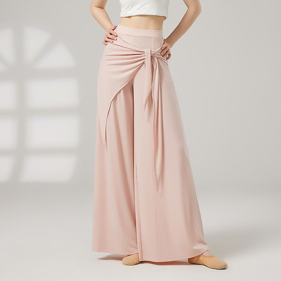 Pantaloni da yoga lunghi da donna Olivenorma a gamba larga e vita alta con gonna a portafoglio - Impatiens rosa - XL - image 3