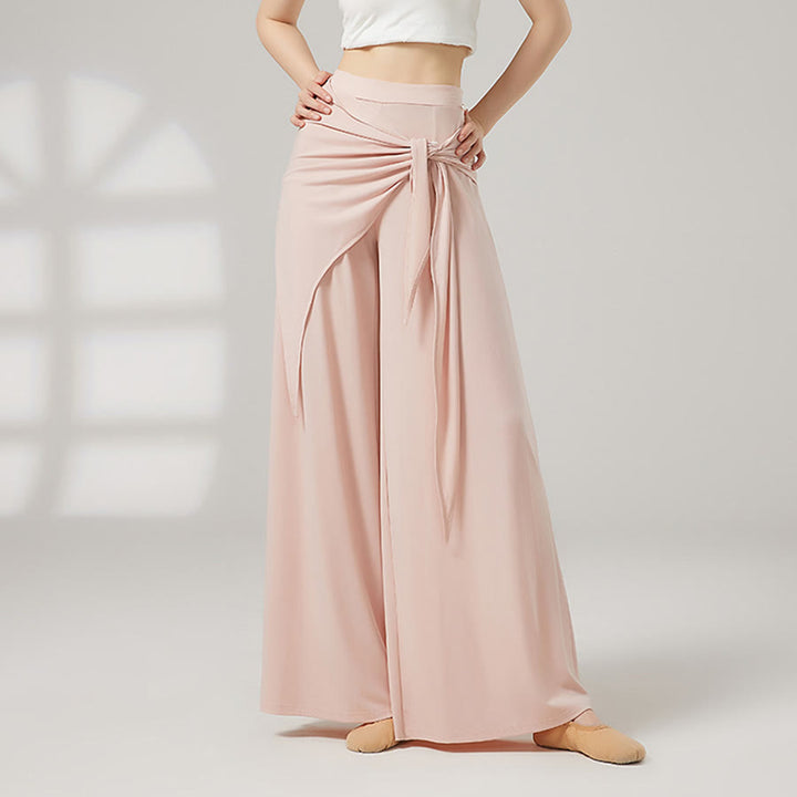 Pantaloni da yoga lunghi da donna Olivenorma a gamba larga e vita alta con gonna a portafoglio - Impatiens rosa - XL - image 3