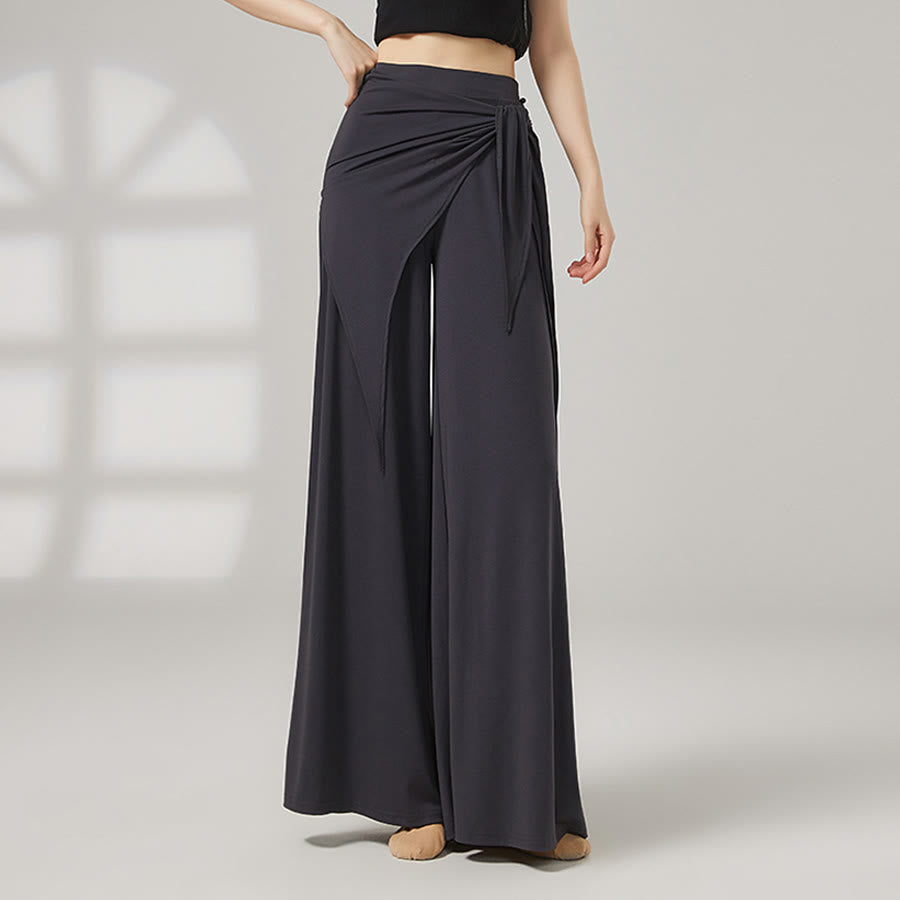 Pantaloni da yoga lunghi da donna Olivenorma a gamba larga e vita alta con gonna a portafoglio - Grigio antracite - XL - image 10