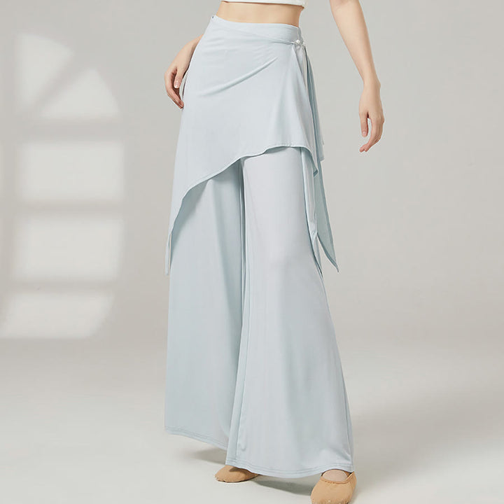 Pantaloni da yoga lunghi da donna Olivenorma a gamba larga e vita alta con gonna a portafoglio - Acqua limpida blu - XL - image 0