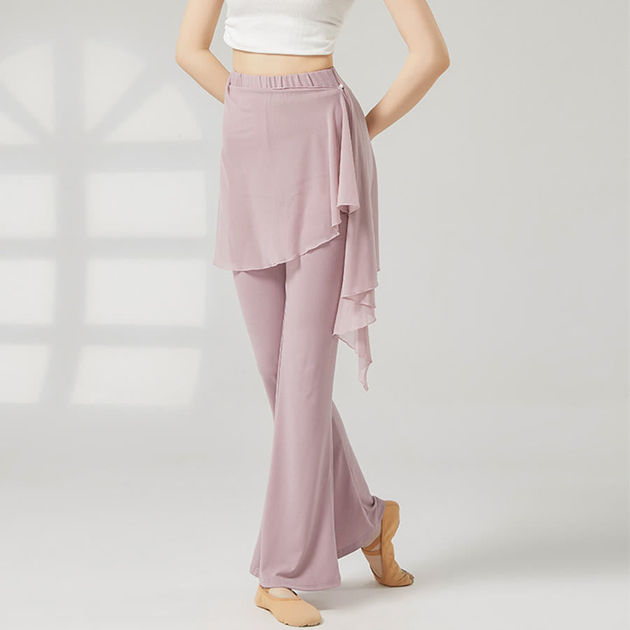 Pantaloni da yoga lunghi da donna Olivenorma a gamba svasata e vita alta con gonna. - Viola-rosa - XXL - image 13