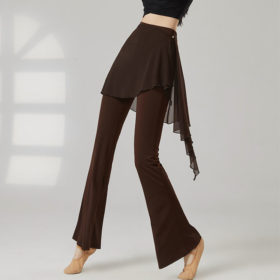 Pantaloni da yoga lunghi da donna Olivenorma a gamba svasata e vita alta con gonna. - Caffè marrone - XXL - image 4