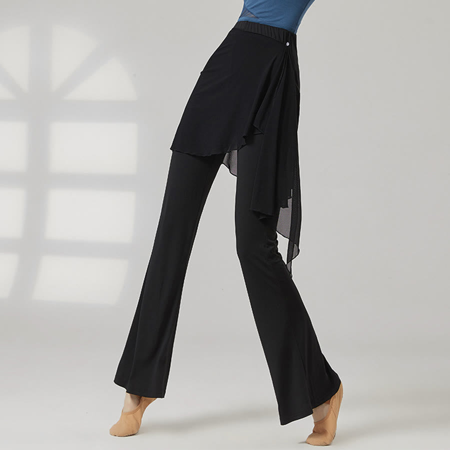 Pantaloni da yoga lunghi da donna Olivenorma a gamba svasata e vita alta con gonna. - image 3