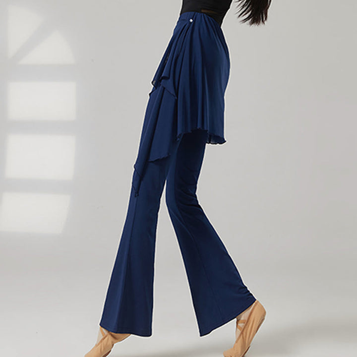 Pantaloni da yoga lunghi da donna Olivenorma a gamba svasata e vita alta con gonna. - image 9