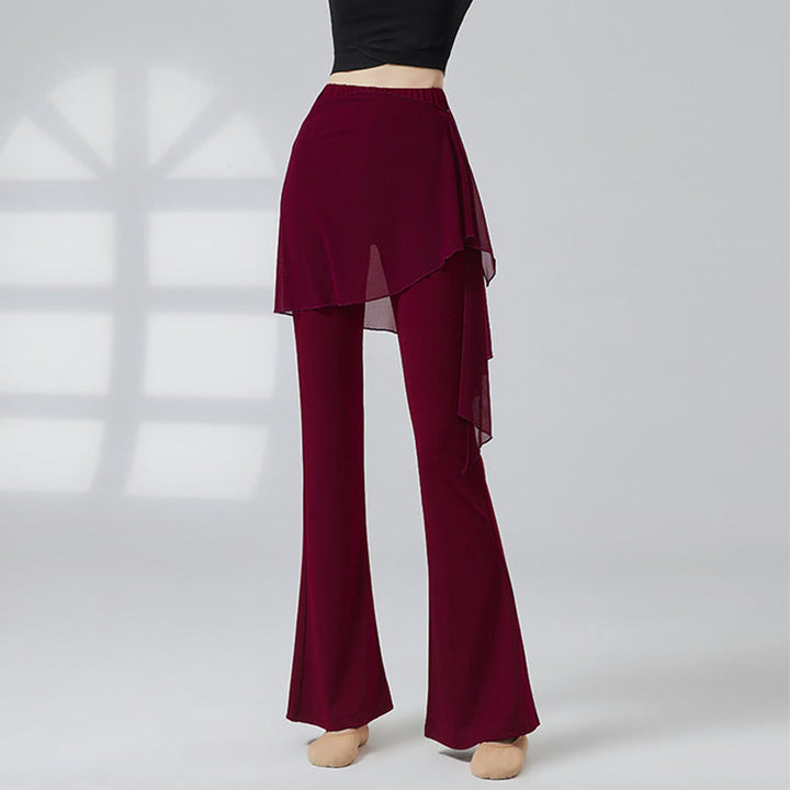 Pantaloni da yoga lunghi da donna Olivenorma a gamba svasata e vita alta con gonna. - Rosso Ankara - XXL - image 0