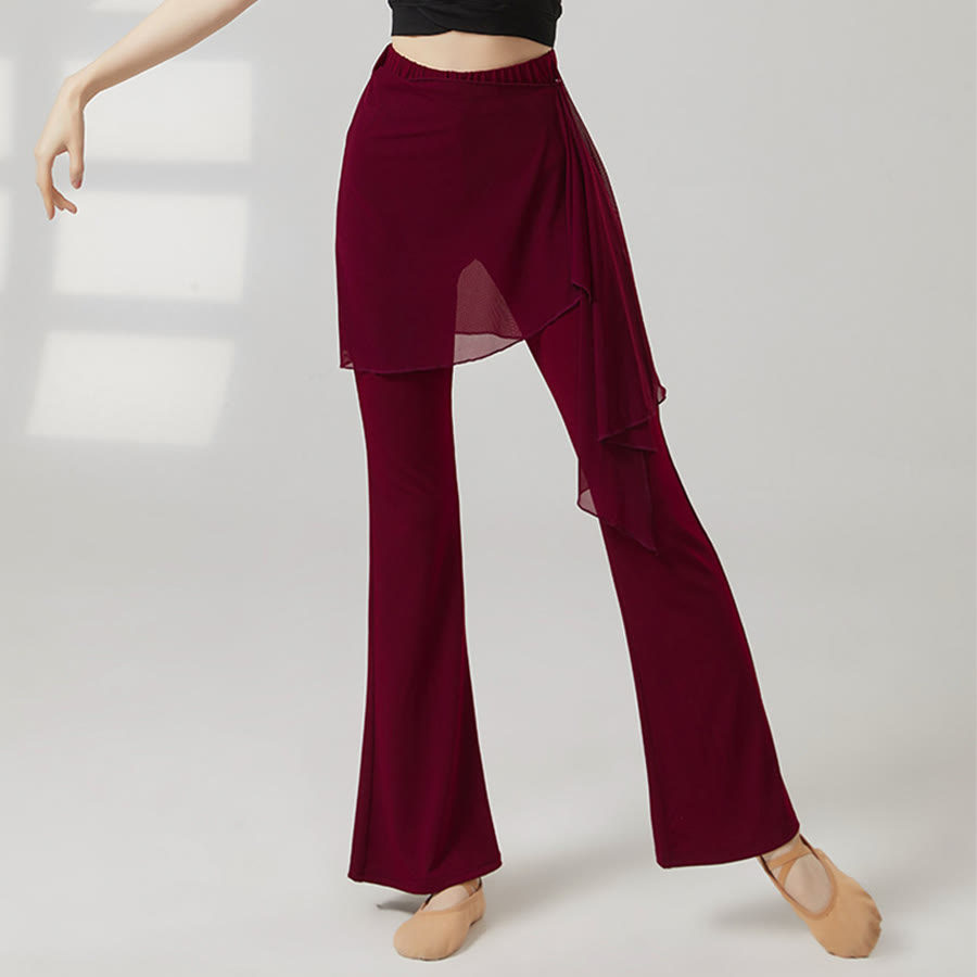 Pantaloni da yoga lunghi da donna Olivenorma a gamba svasata e vita alta con gonna. - image 1