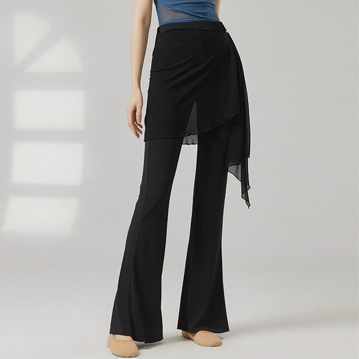 Pantaloni da yoga lunghi da donna Olivenorma a gamba svasata e vita alta con gonna. - Nero - XXL - image 2