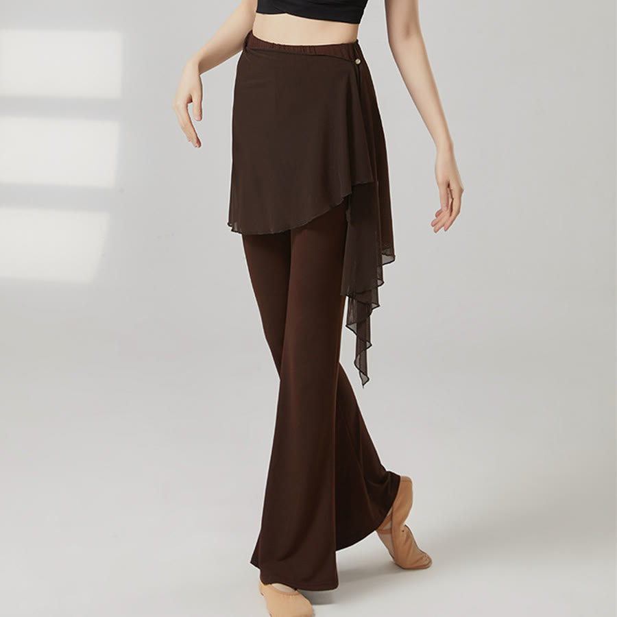 Pantaloni da yoga lunghi da donna Olivenorma a gamba svasata e vita alta con gonna. - image 7