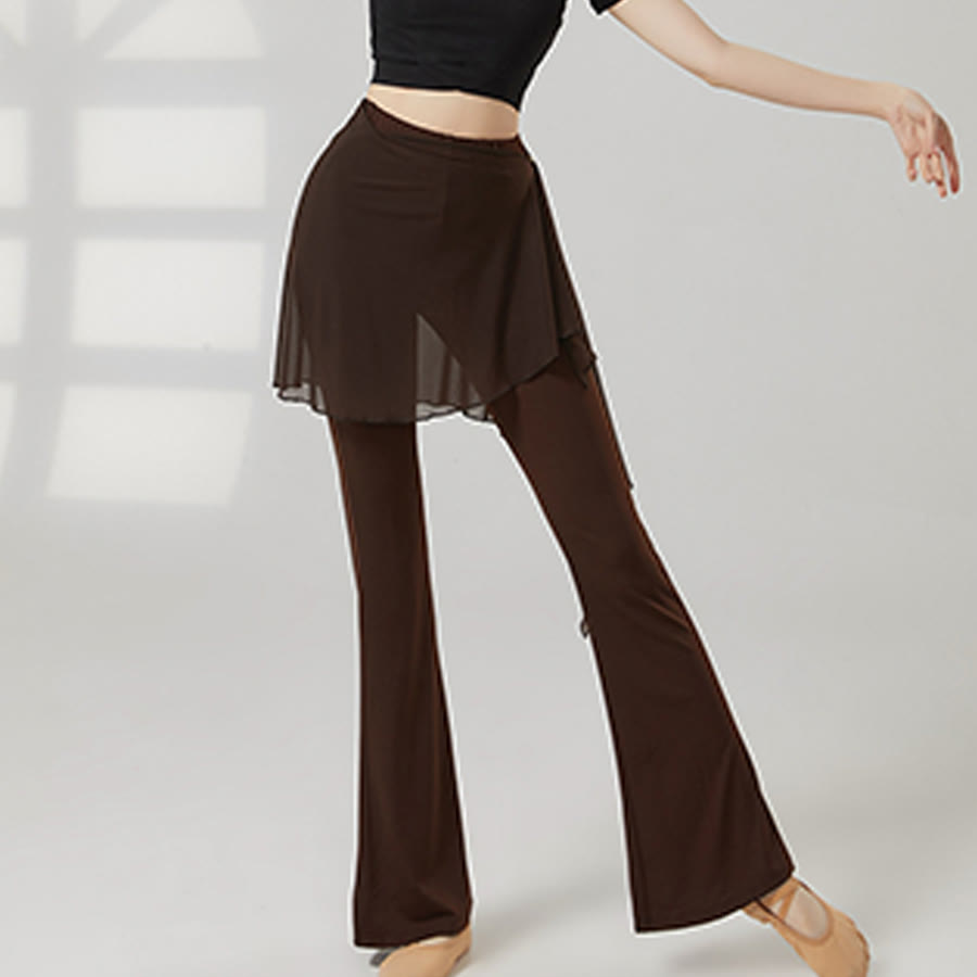 Pantaloni da yoga lunghi da donna Olivenorma a gamba svasata e vita alta con gonna. - image 6