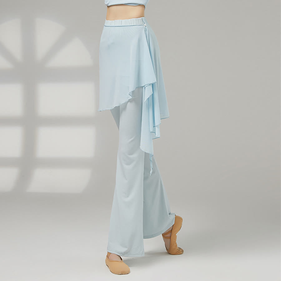 Pantaloni da yoga lunghi da donna Olivenorma a gamba svasata e vita alta con gonna. - Azzurro chiaro - XXL - image 14