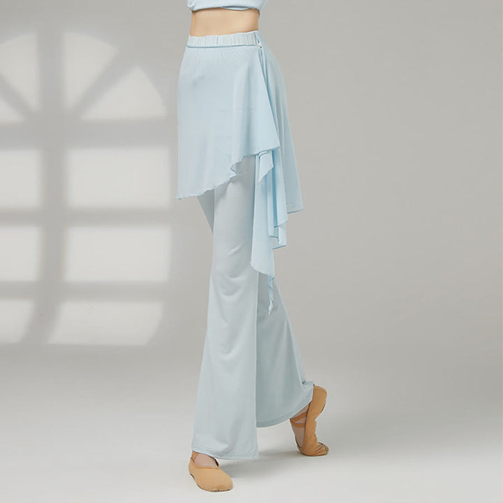 Pantaloni da yoga lunghi da donna Olivenorma a gamba svasata e vita alta con gonna. - Azzurro chiaro - XXL - image 14