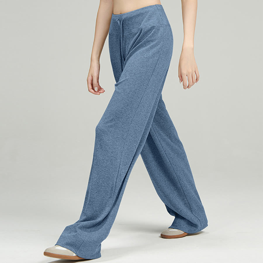 Pantaloni lunghi da donna Olivenorma a gamba larga, vita alta e coulisse - image 1