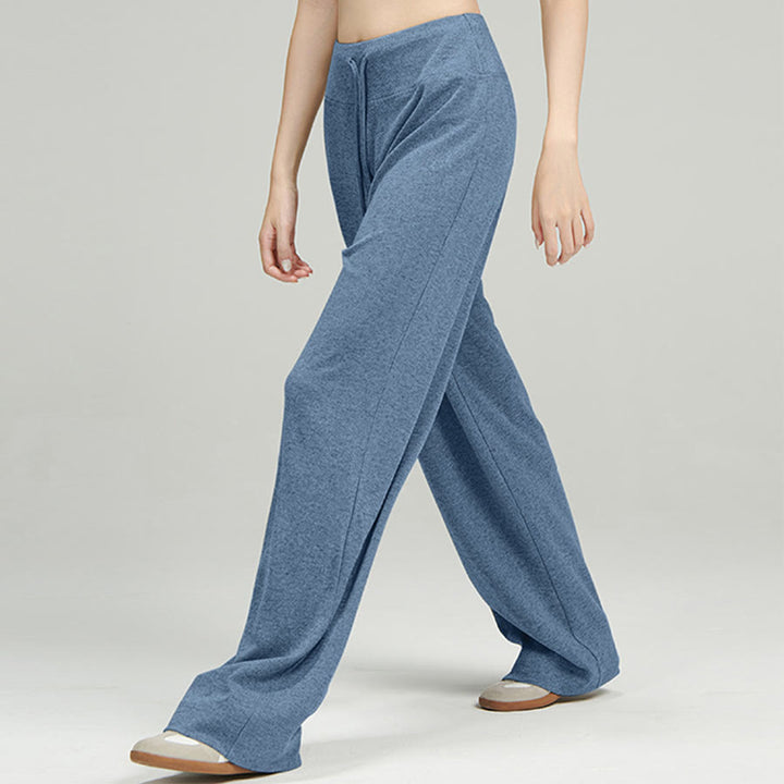 Pantaloni lunghi da donna Olivenorma a gamba larga, vita alta e coulisse - image 1
