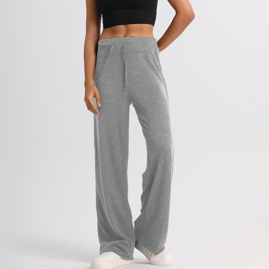 Pantaloni lunghi da donna Olivenorma a gamba larga, vita alta e coulisse - image 13