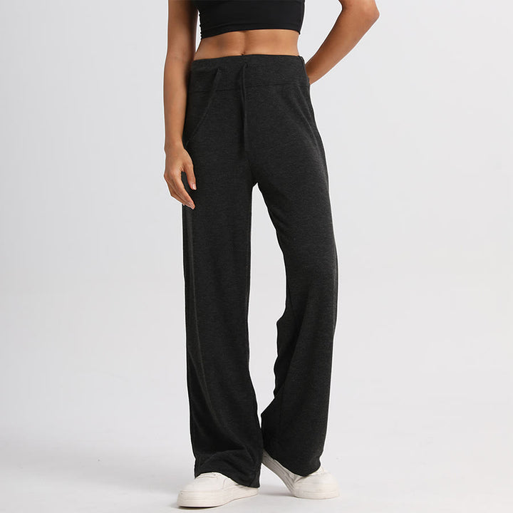 Pantaloni lunghi da donna Olivenorma a gamba larga, vita alta e coulisse - image 10