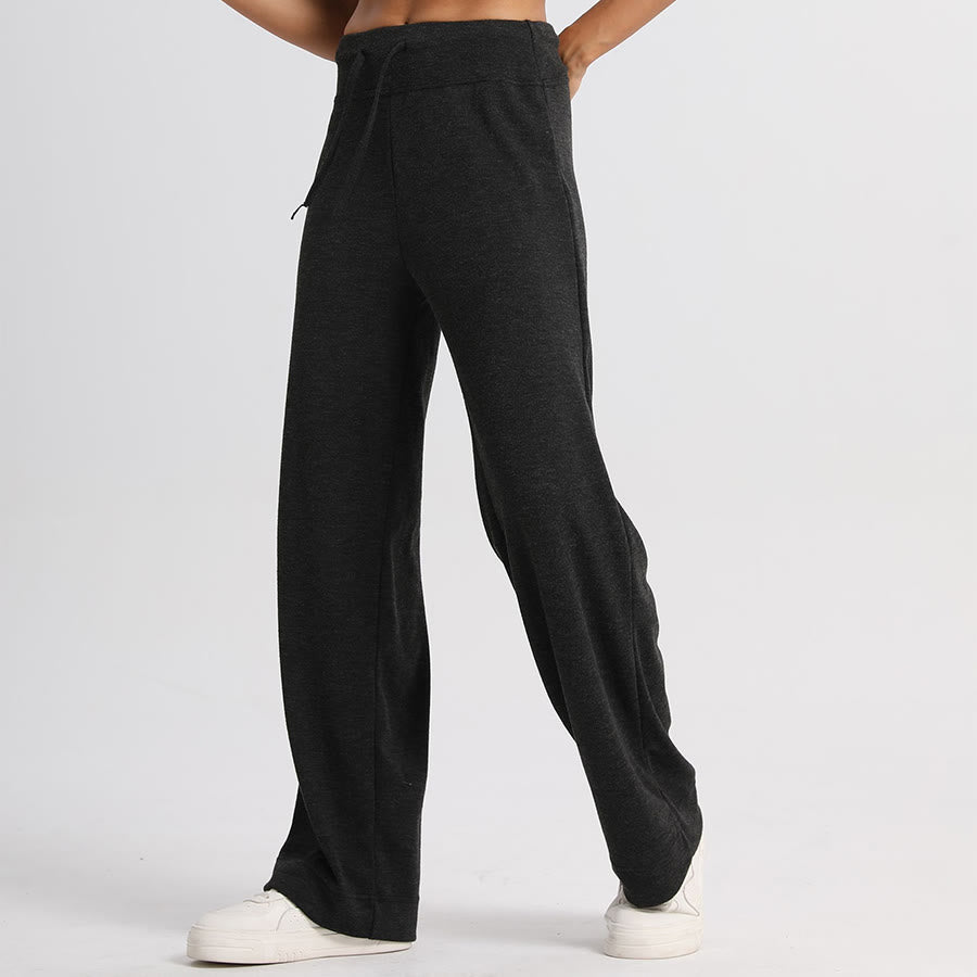 Pantaloni lunghi da donna Olivenorma a gamba larga, vita alta e coulisse - image 6
