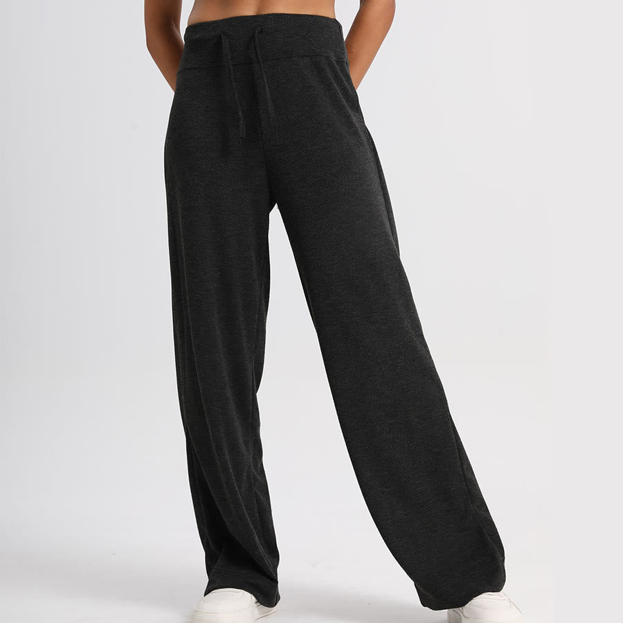 Pantaloni lunghi da donna Olivenorma a gamba larga, vita alta e coulisse - image 7