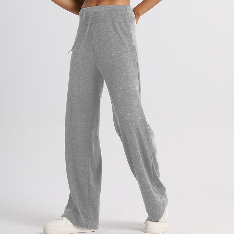 Pantaloni lunghi da donna Olivenorma a gamba larga, vita alta e coulisse - image 12