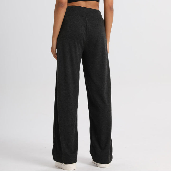 Pantaloni lunghi da donna Olivenorma a gamba larga, vita alta e coulisse - image 9