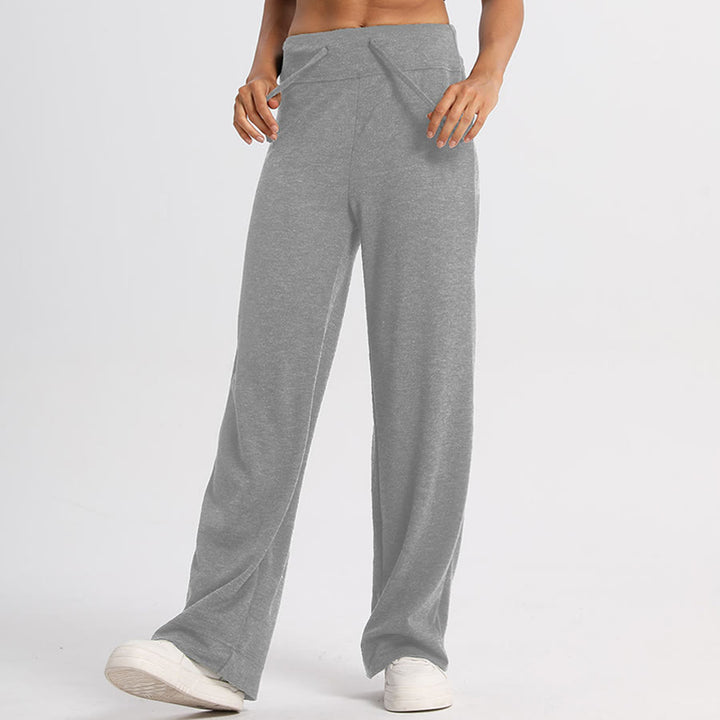 Pantaloni lunghi da donna Olivenorma a gamba larga, vita alta e coulisse - image 15