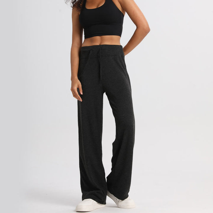 Pantaloni lunghi da donna Olivenorma a gamba larga, vita alta e coulisse - Nero - XL - image 5